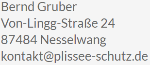 Impressum von Plissee Schutz